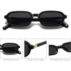 Retro Rectangle Sunglasses for Women Men Trendy Vintage Small Square Sun Glasses 90s Fashion Cute Sunnies CL010 Black Frame/Black Lens+tortoise Frame/Brown Lens