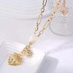 HETICA Chunky Gold-Plated Necklace for Women Heart Pendants Necklace Sun Flower Necklace Fashion Hip Hop Choker Gift