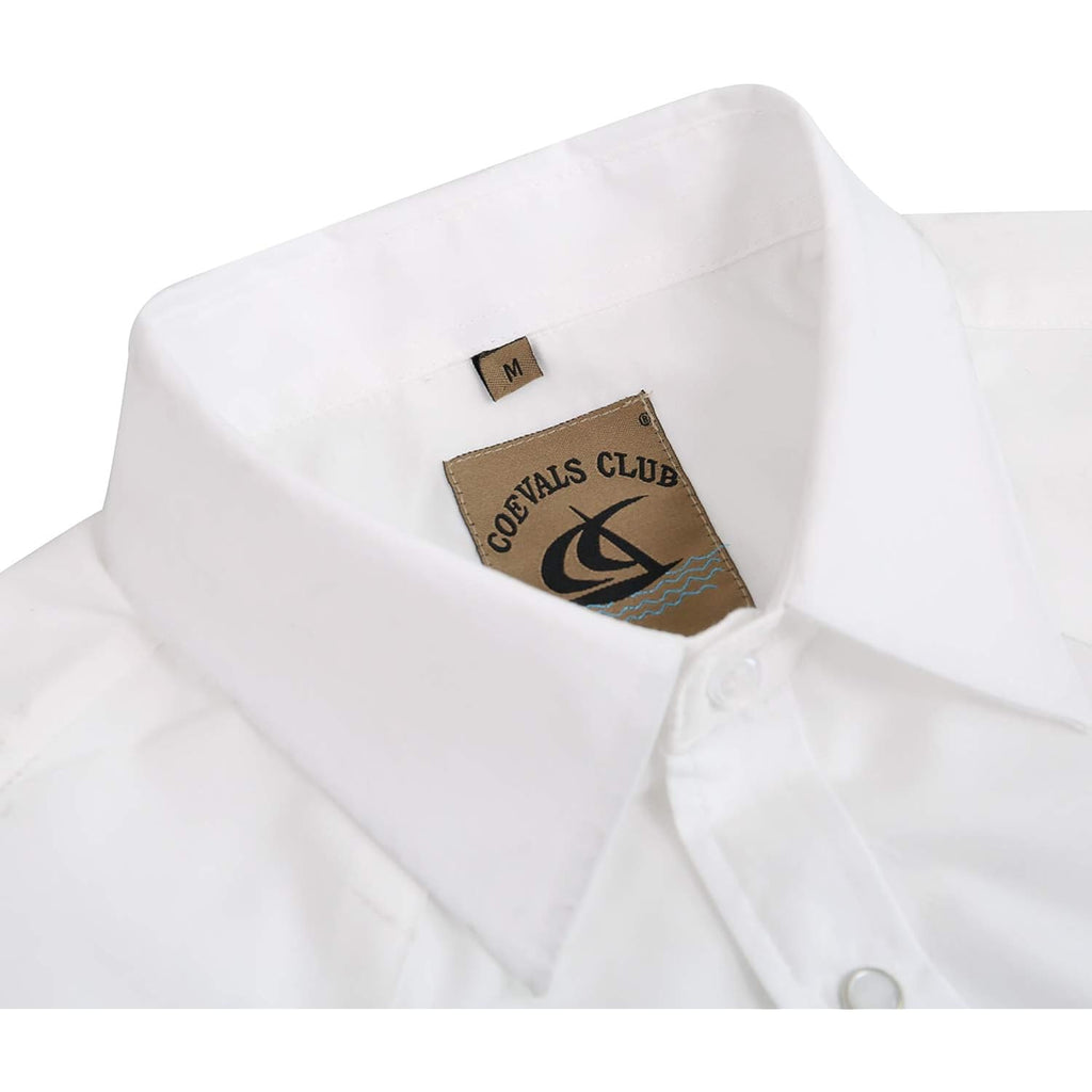 Mens Western Cowboy Pearl Snap Short Sleeve Casual Two Pockets Work Solid Derss Button Up Wrinkle Free Shirts