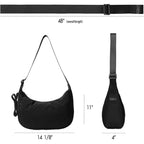 Medium Nylon Crossbody Crescent Bag: Slouchy Style Shoulder Casual With Adjustable Strap