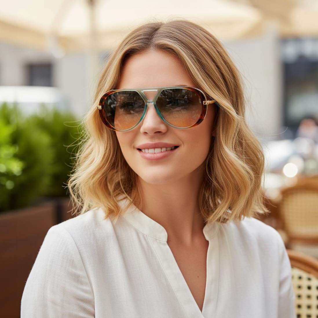 Feisedy Retro Aviator Sunglasses For Women Men Vintage Trendy Metal 70S Aviators Sun Glasses B0405