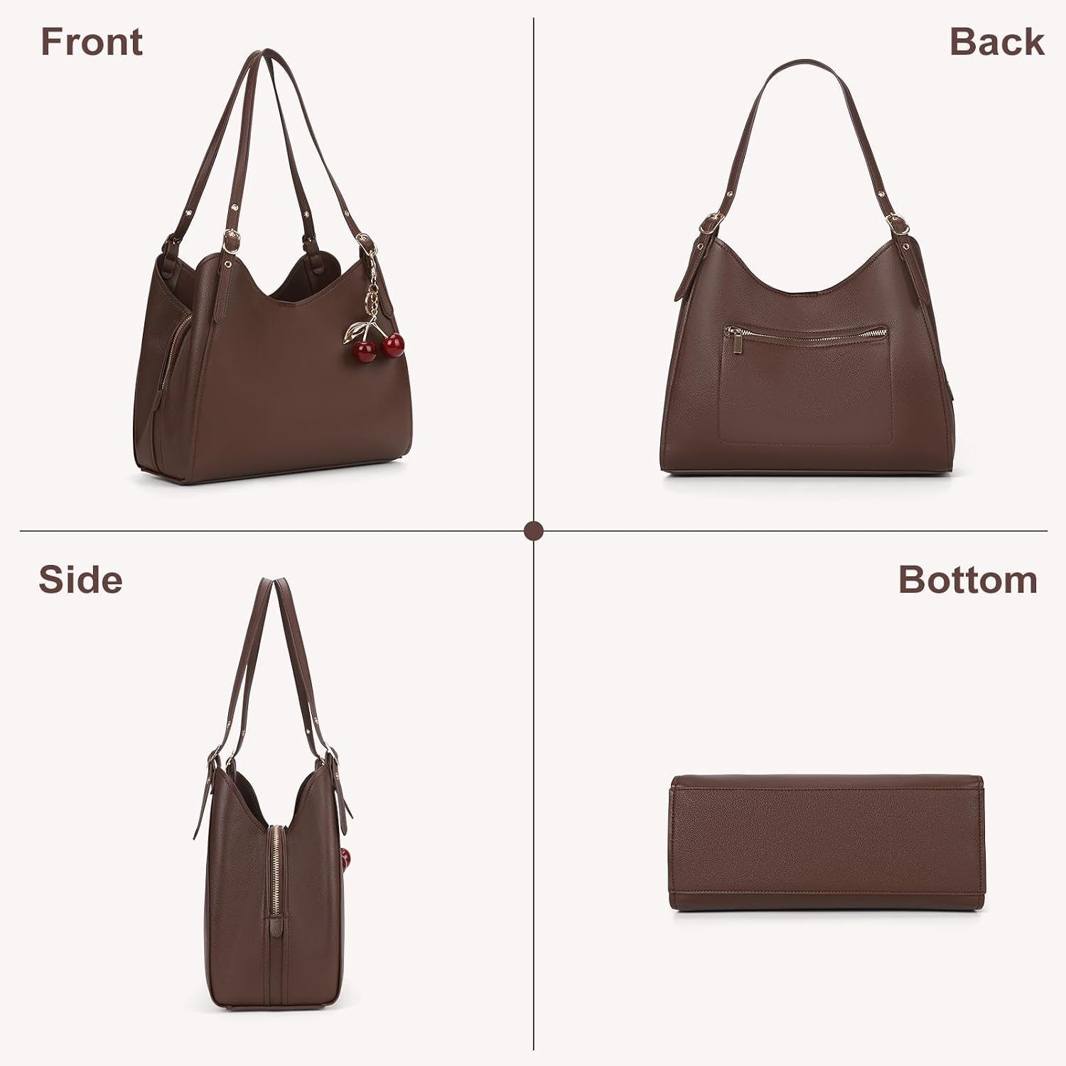 Brown Leather Tote Bag For Women Slouchy Purse Hobo Shoulder Bag Designer Handbags For Work Shopping Daily