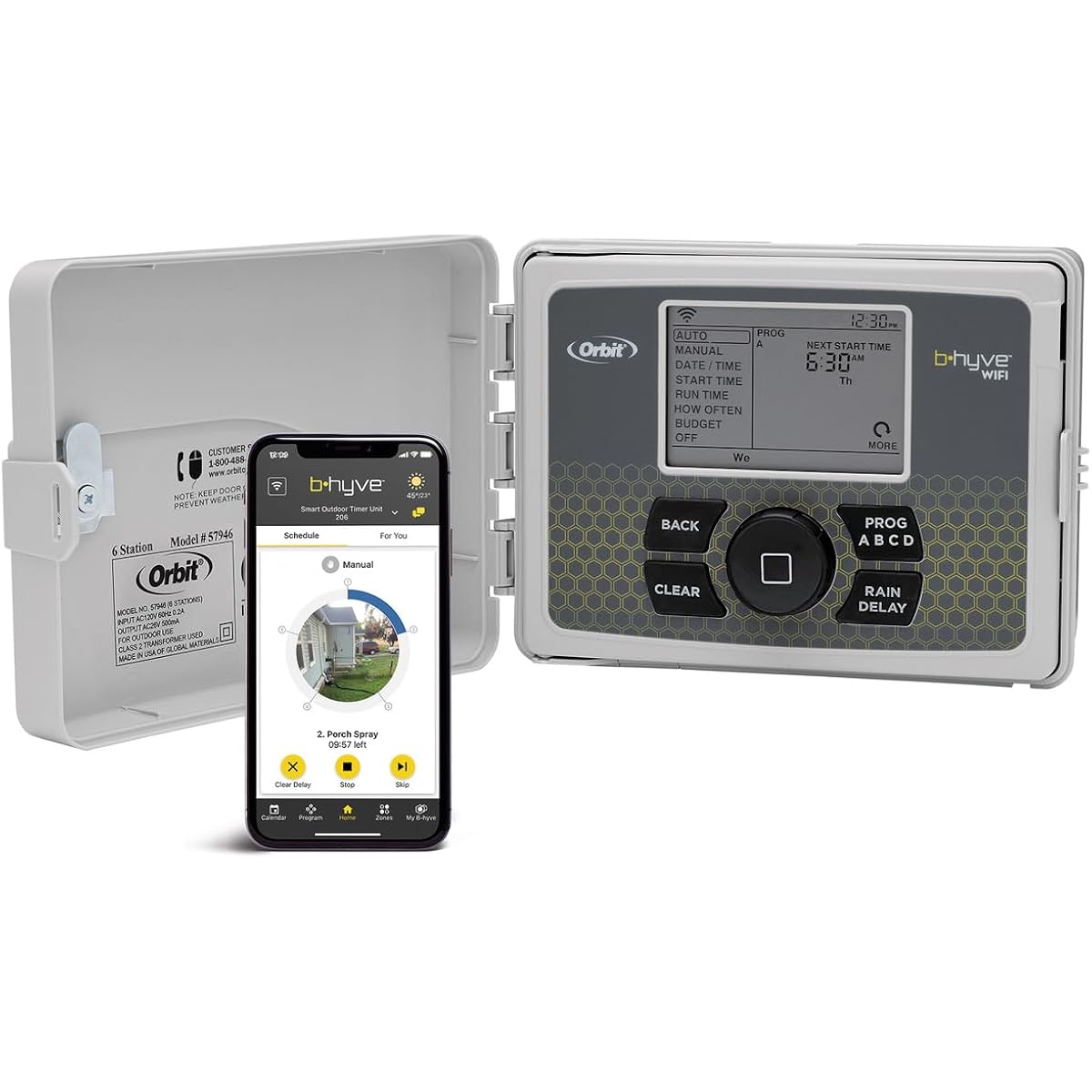 Orbit B-Hyve Smart Indoor/Outdoor Sprinkler Controller - 6-Zone - App Controlled Smart Controller With Custom Irrigation Schedules - Weatherproof Multi-Zone Sprinkler System - 57946