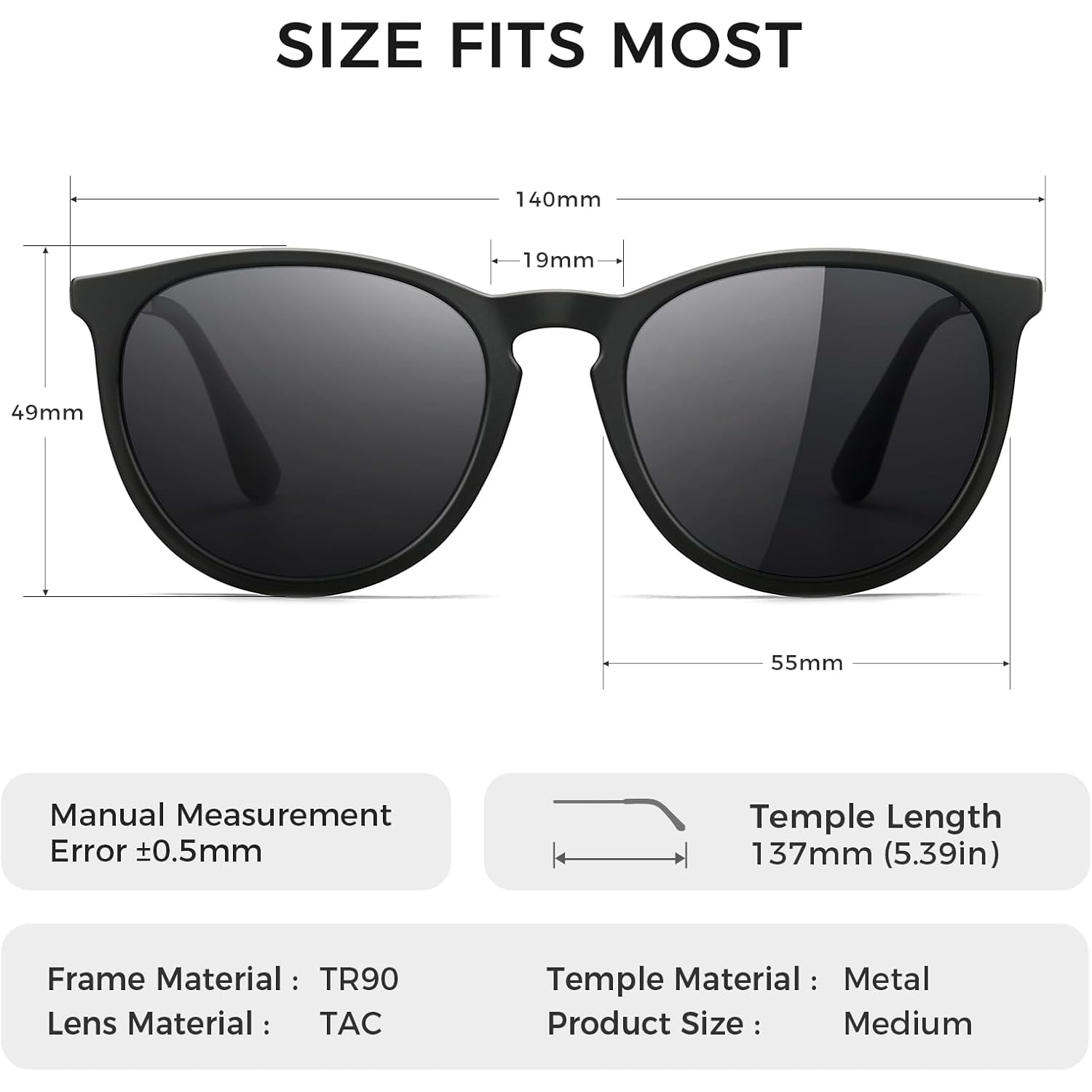 SUNGAIT Premium Vintage Round Sunglasses for Women Men Classic Retro Trendy Style