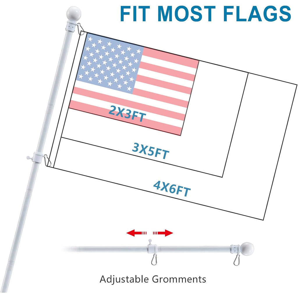 Flag Pole Holder For Outside House - 5Ft Heavy Duty Stainless Steel House Flag Pole Kit, Tangle Free Spinning Flagpole For Outdoor Porch Residential Decoration - White