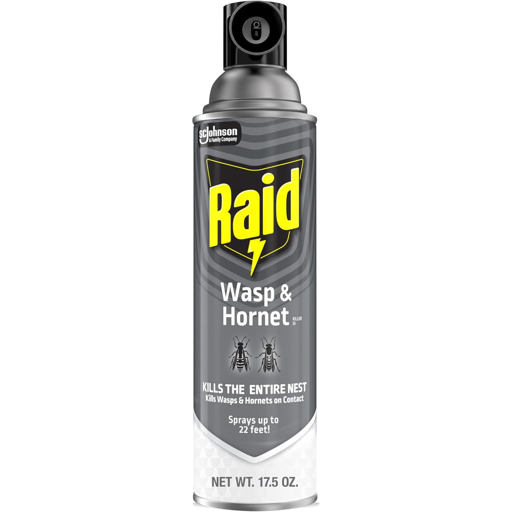 Raid Wasp & Hornet Killer Spray, Kills The Entire Nest, For Paper Wasps, Yellow Jackets, Mud Daubers, And More, 17.5 Oz