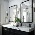 2-Pack Black Bathroom Mirrors For Over Sink 24 X 36 Inch, Metal Frame Rectangle Wall Mirror, Modern Farmhouse Vanity Mirror, Wall Mounted