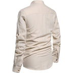 Nitagut Men Henley Neck Long Sleeve Daily Look Linen Shirts