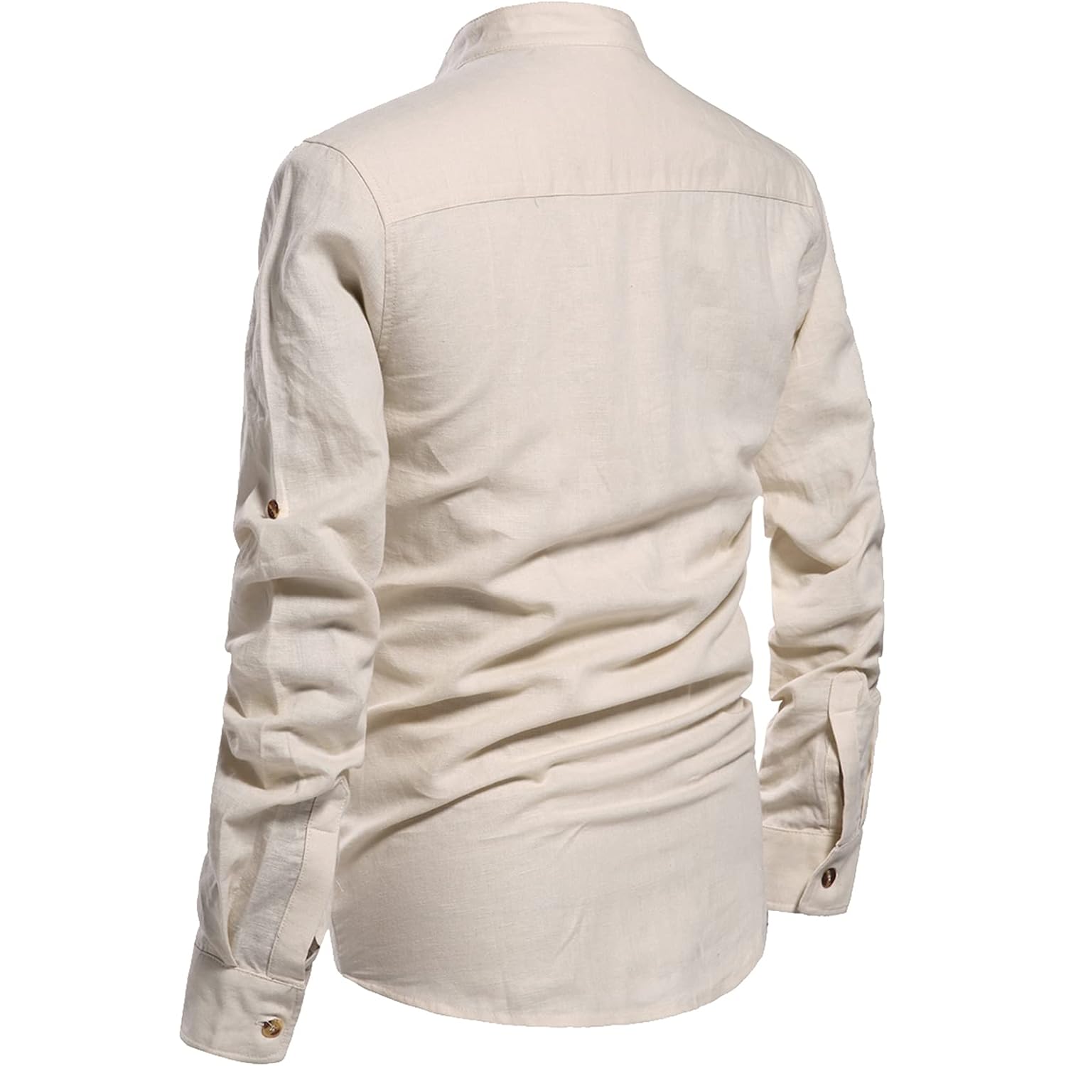 Nitagut Men Henley Neck Long Sleeve Daily Look Linen Shirts