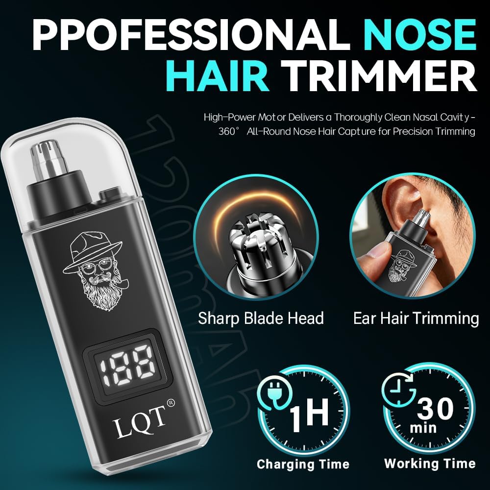 4-In-1 Men'S Hair Clippers Kit, Includes Nose Hair Trimmer, Electric Shaver, And Engraving Trimmer, Wireless Usb Rechargeable Grooming Set, Blue Ombre Design, Ideal Gift For Men (Blue)