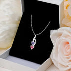 ORFAN Personalized Sterling Silver Mothers Name Necklace with 1-6 Simulated Birthstones Custom Heart Pendant Necklace Personalized Mom Necklace for Christmas