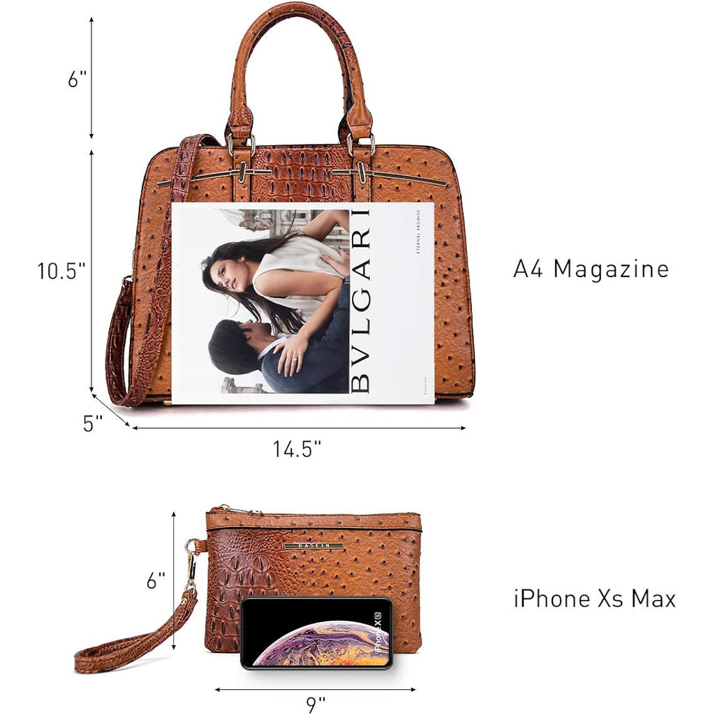 Women Handbag Wallet Tote Shoulder Hobo Bag Top Handle Satchel Purse Set 2Pcs With 3 Compartments