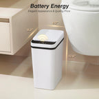 Bathroom Garbage Can With Lid, 2.6 Gallon Diaper Trash Can, Automatic Trash Cans Touchless, Slim Waterproof Smart Commercial Trash Can For Bedroom, Bathroom, Office, Living Room, Toilet, Rv