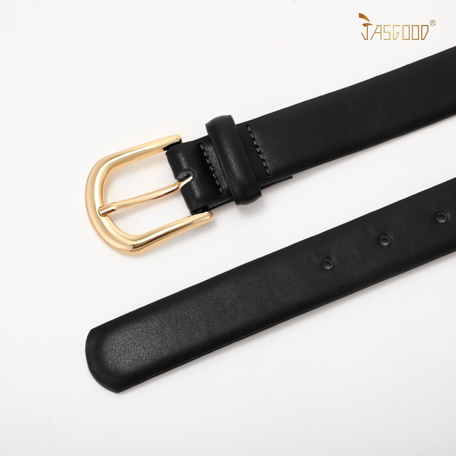 JASGOOD Leather Belt Women Belts for Jean Pants with Gold Buckle Fashion Ladies Waist Belt
