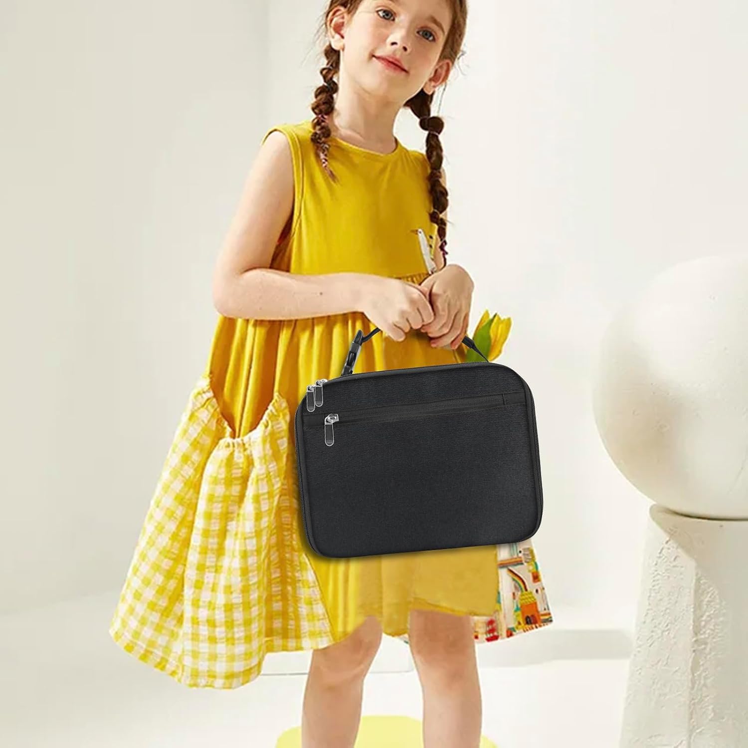 Kids Lunch Box For Boys Girls Lunch Bag Insulated Durable Lunchbox Children Lunch Tote Bag For School Black