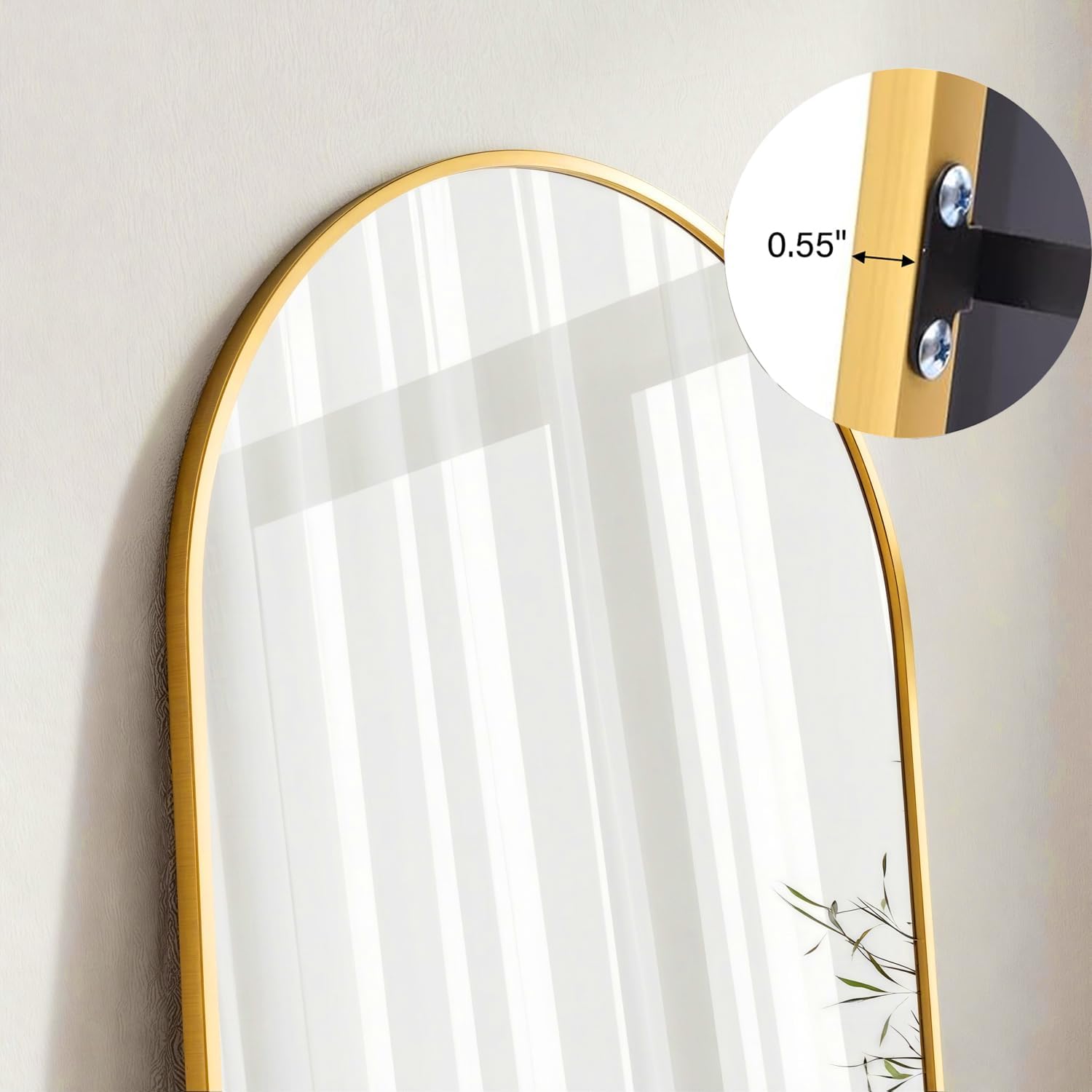 Mirror Full Length, 71"X26" Arched Full Length Mirror, Arch Mirror With Stand, Large Standing Mirrors, Oversized Full Body Mirrors With Aluminum Frame For Bedroom, Living Room (Gold)