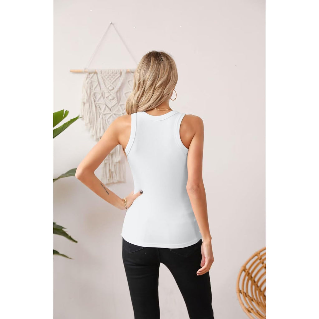 VICHYIE Women Tank Tops Summer Sleeveless Basic Cami Top Shirt Slim Knit Ribbed Racerback Blouses