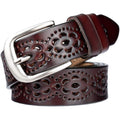 Eohak Women's Leather Belts Hollow-Out Belts Adjustable City Waist-Belt with Pin Buckle for Jeans Dresses
