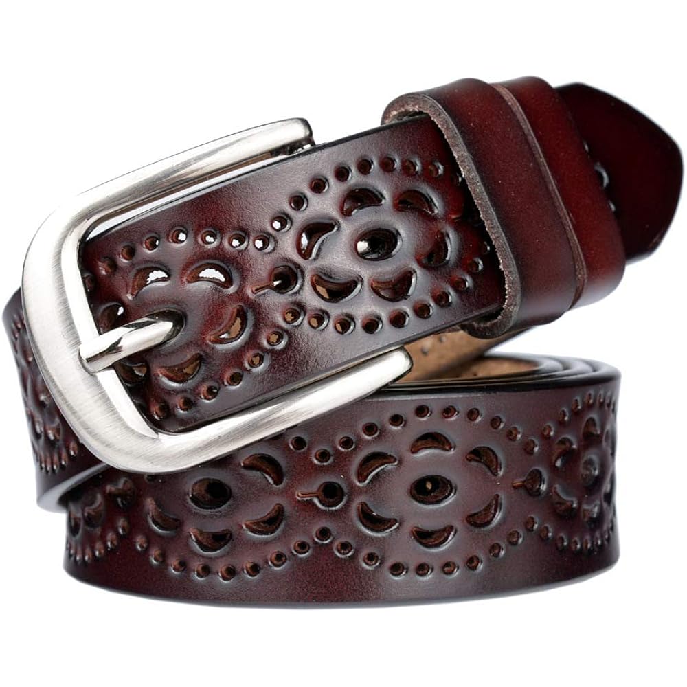Eohak Women's Leather Belts Hollow-Out Belts Adjustable City Waist-Belt with Pin Buckle for Jeans Dresses