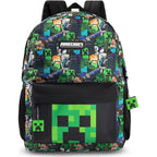 Minecraft Steve & Creeper Multicolour Backpack | Graphic Print Zip-Up Bag For Back To School | Kids Carrying Books | Unisex Kids Merch