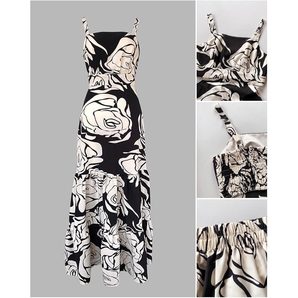 Chicme Summer Dresses For Women 2026 Sleeveless Casual Boho Maxi Dress Square Neck Cut Out Floral A Line Dress