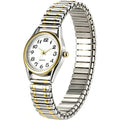 Jewelrywe Women'S Ultra Thin Easy Reader Watch With Elastic Strap Golden/Silver Tone Stretch Band Watches For Daily And Office