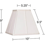 Set Of 2 Ivory Classic Medium Square Lamp Shade (Pre-Assembled) S 5.25" Top X 10" Bottom X 9" High (Spider) Replacement With Harp And Finial