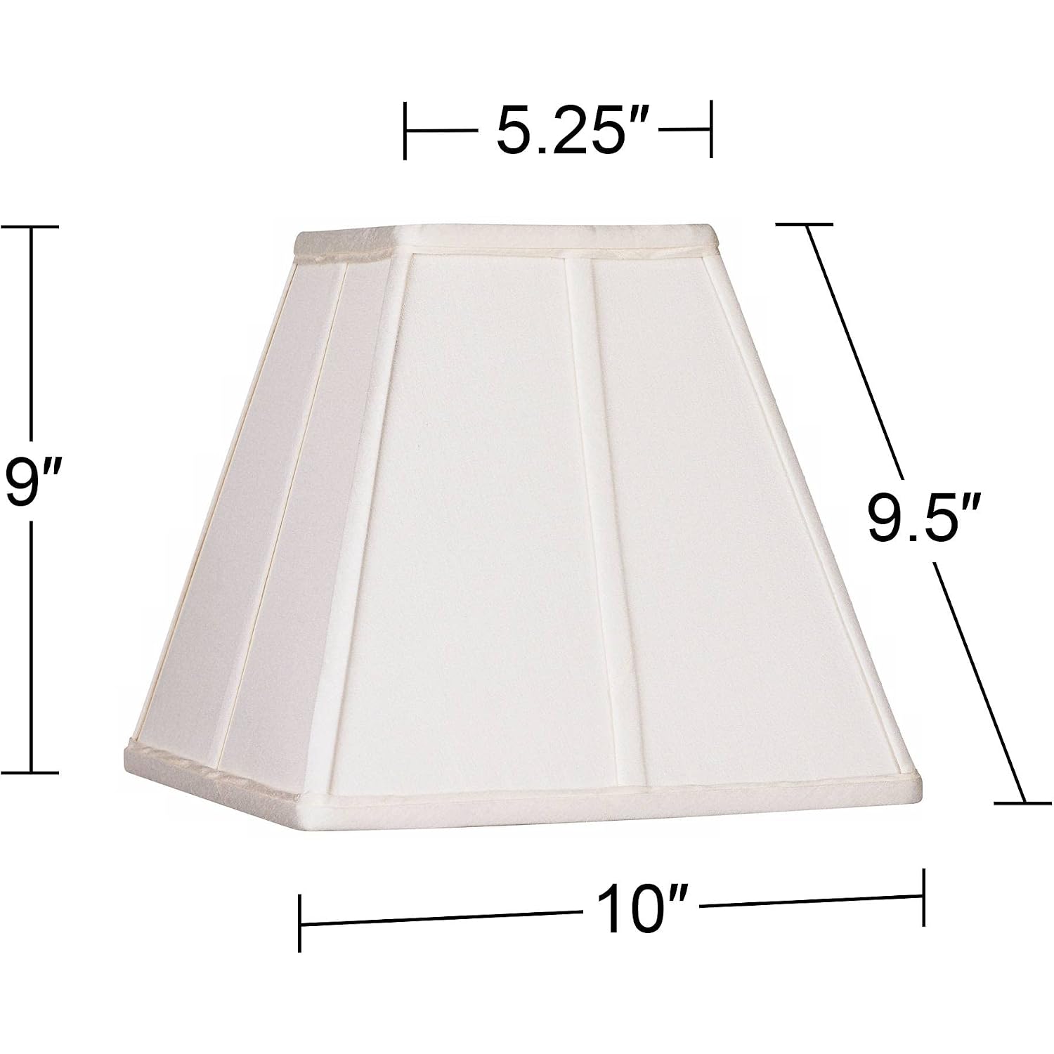 Set Of 2 Ivory Classic Medium Square Lamp Shade (Pre-Assembled) S 5.25" Top X 10" Bottom X 9" High (Spider) Replacement With Harp And Finial