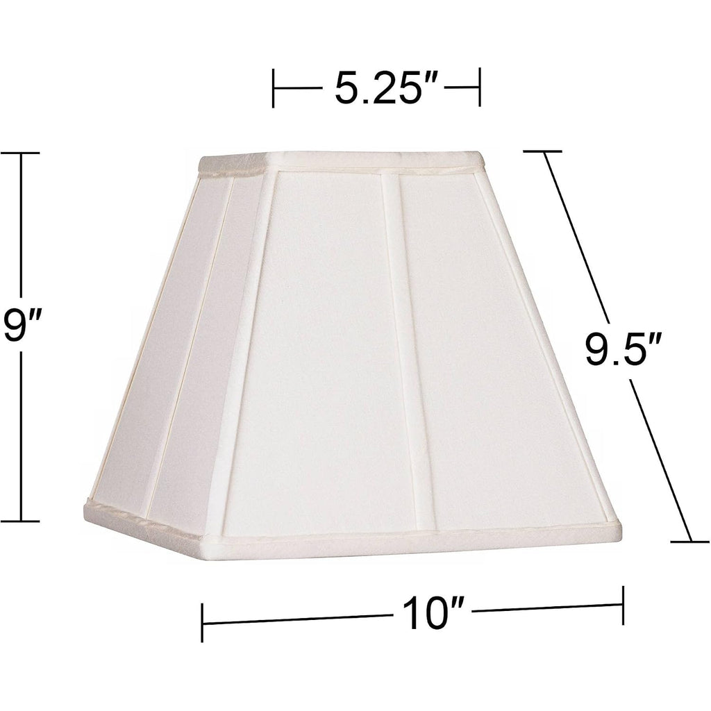 Set Of 2 Ivory Classic Medium Square Lamp Shade (Pre-Assembled) S 5.25" Top X 10" Bottom X 9" High (Spider) Replacement With Harp And Finial