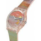 Swatch Gent Biosourced Unisex Watch Casual Polymer Pink Quartz Waterproof Turner'S Scarlet Sunset