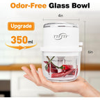 Electric Garlic Chopper, 350Ml Glass Bowl Mini Food Processor, Portable Veggie Chopper Onion Garlic Grinder, Wireless Food Processor For Ginger, Chili, Fruit, Meat, Etc