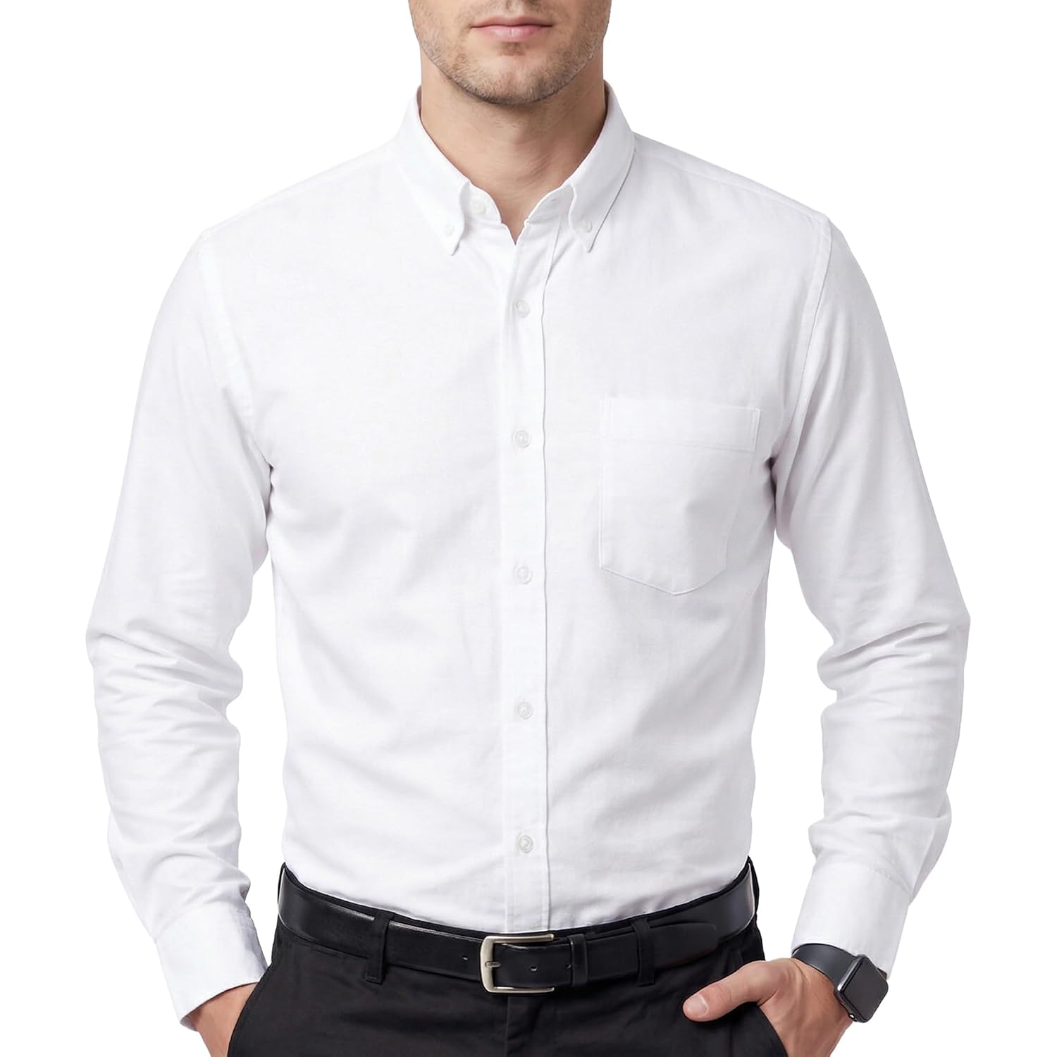 Cotton King Mens 100% Cotton Oxford Shirt Long Sleeve Dress Shirts For Men Button Down Work Casual Shirt With Pocket