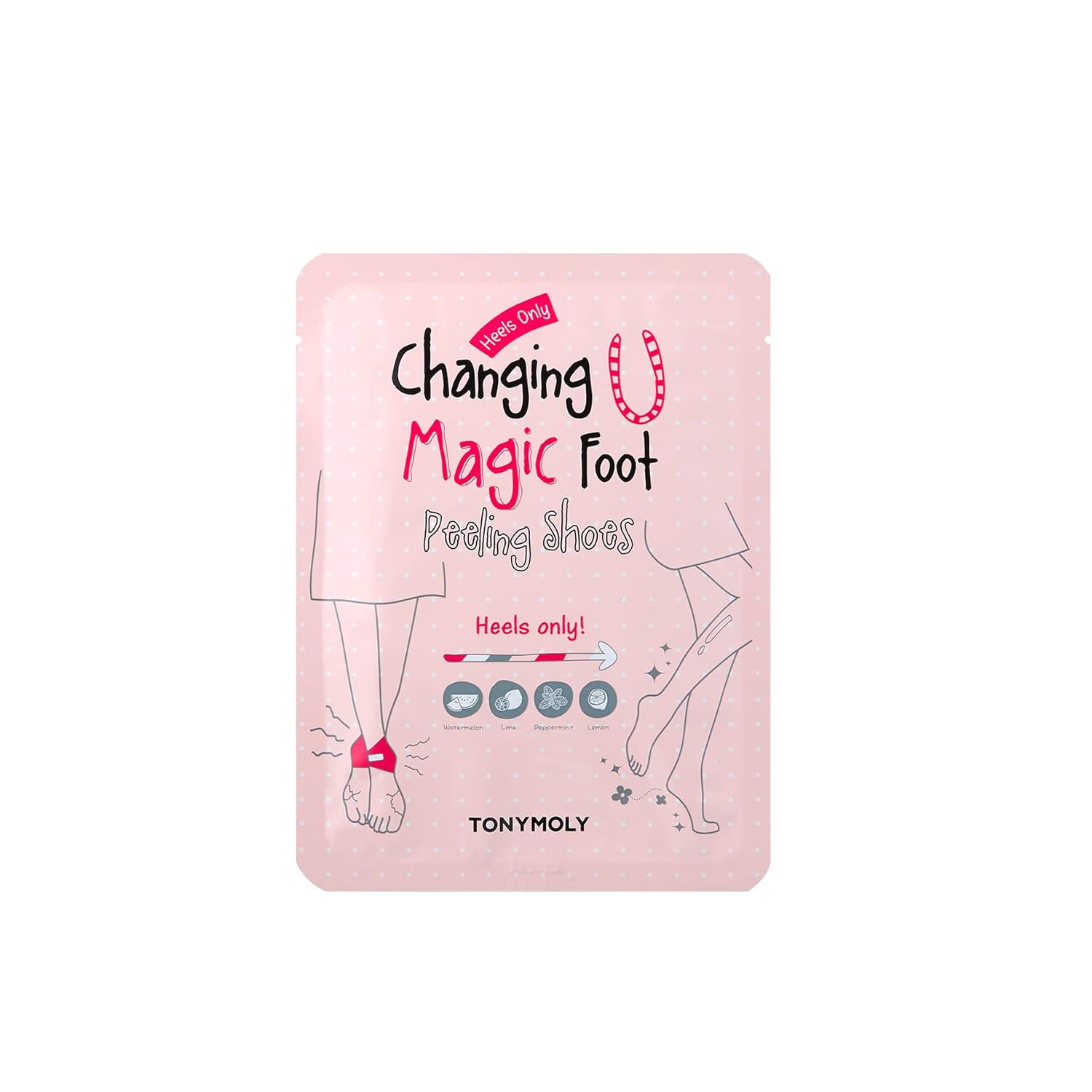 TONYMOLY Changing U Magic Foot Peeling Shoes – Exfoliating Foot Mask with AHA & Watermelon Extract for Dry, Cracked Heels & Callus Removal, Baby Soft Feet Spa Treatment, 1 Pair