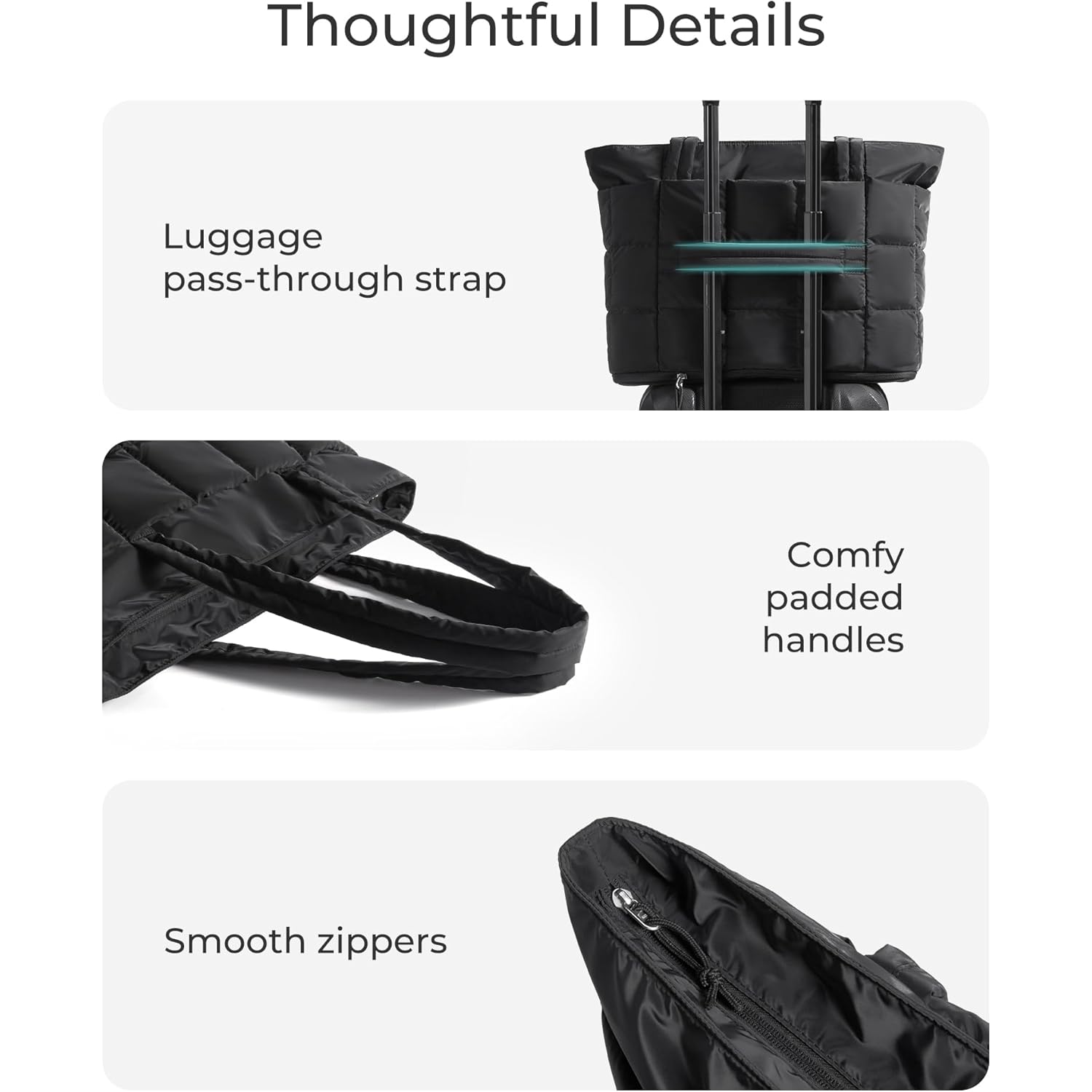 BAGSMART Expandable Tote Bag for Women, Puffer Work Tote Handbag, Quilted Carry On Bag for Travel Gym