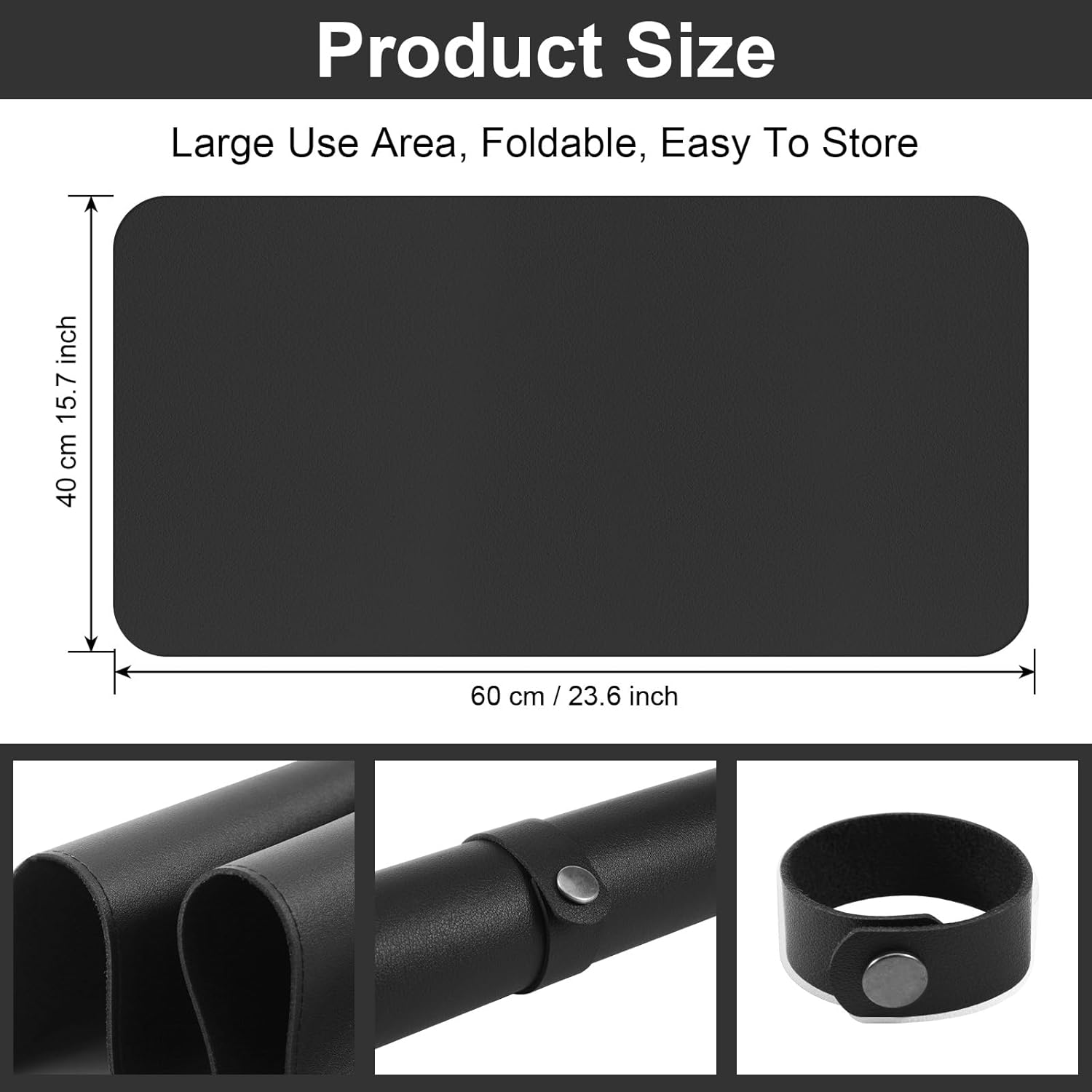 Diesisa Nail Art Table Mat,Foldable Nail Arm Rest Pad for Nails,Soft Microfiber PU Leather Nail Mat for Table,Waterproof Manicure Pad,Nail Table Pad for Nail Technician Salon Home-Black