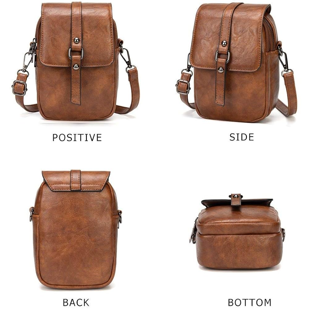 Vintage Crossbody Phone Bag For Women, Small Pu Leather Shoulder Purse And Handbag