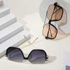 Retro Oversized Aviator Sunglasses Trendy Double Bridge Square Sunglasses 70S Shades Uv Protection