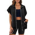 Women's Zip Up Sweatshirts Sleeveless Oversized Casual Solid Color Sweatshirt with pockets