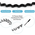 6Pcs Metal Hair Bands, Spring Wavy Hoop Unisex Black Headband Slicked Back Non Slip Sports Hairband For Women Men…