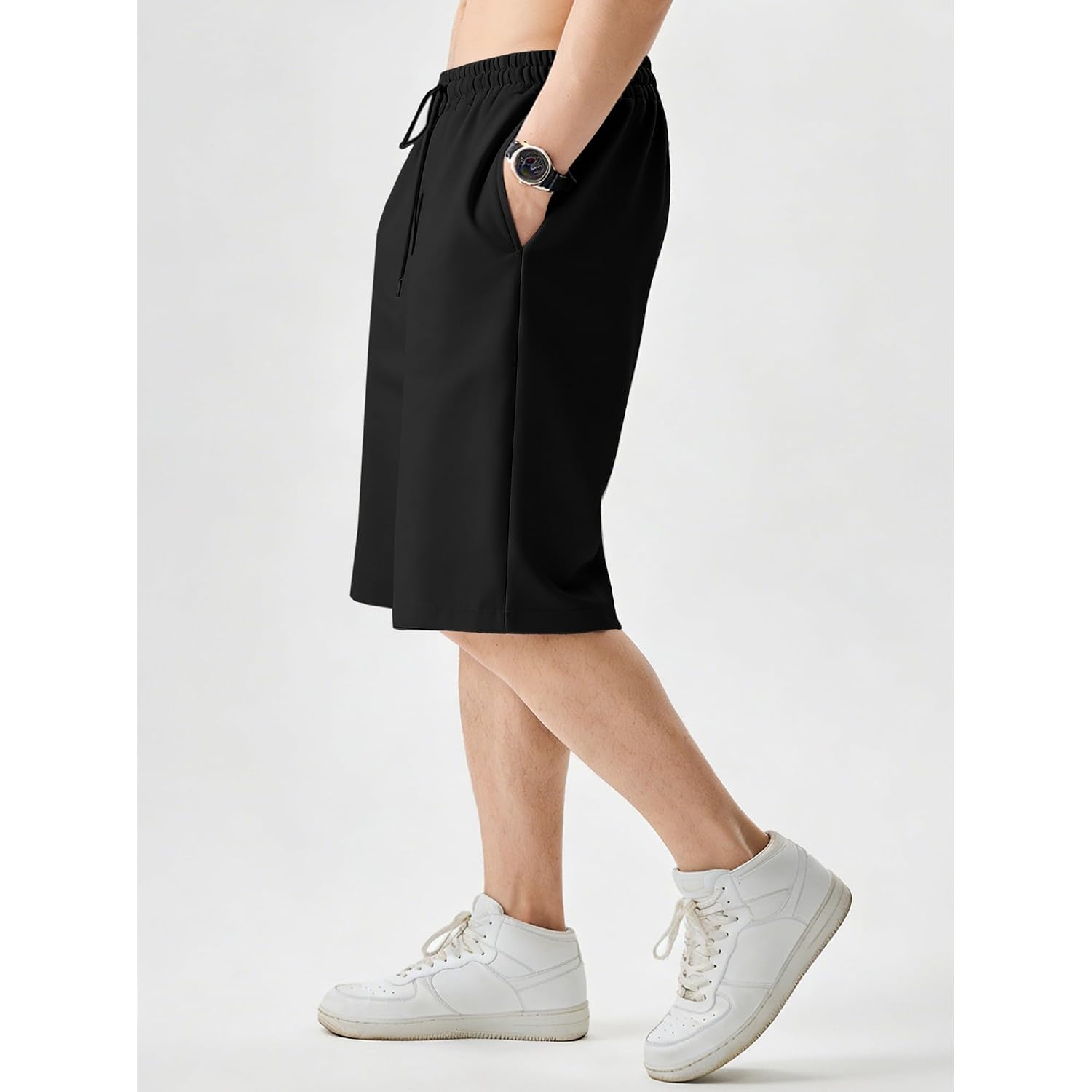 Jmierr Men'S Baggy Sweat Shorts Lightweight Cotton Under Knee Casual Drawstring Lounge Workout Gym Shorts