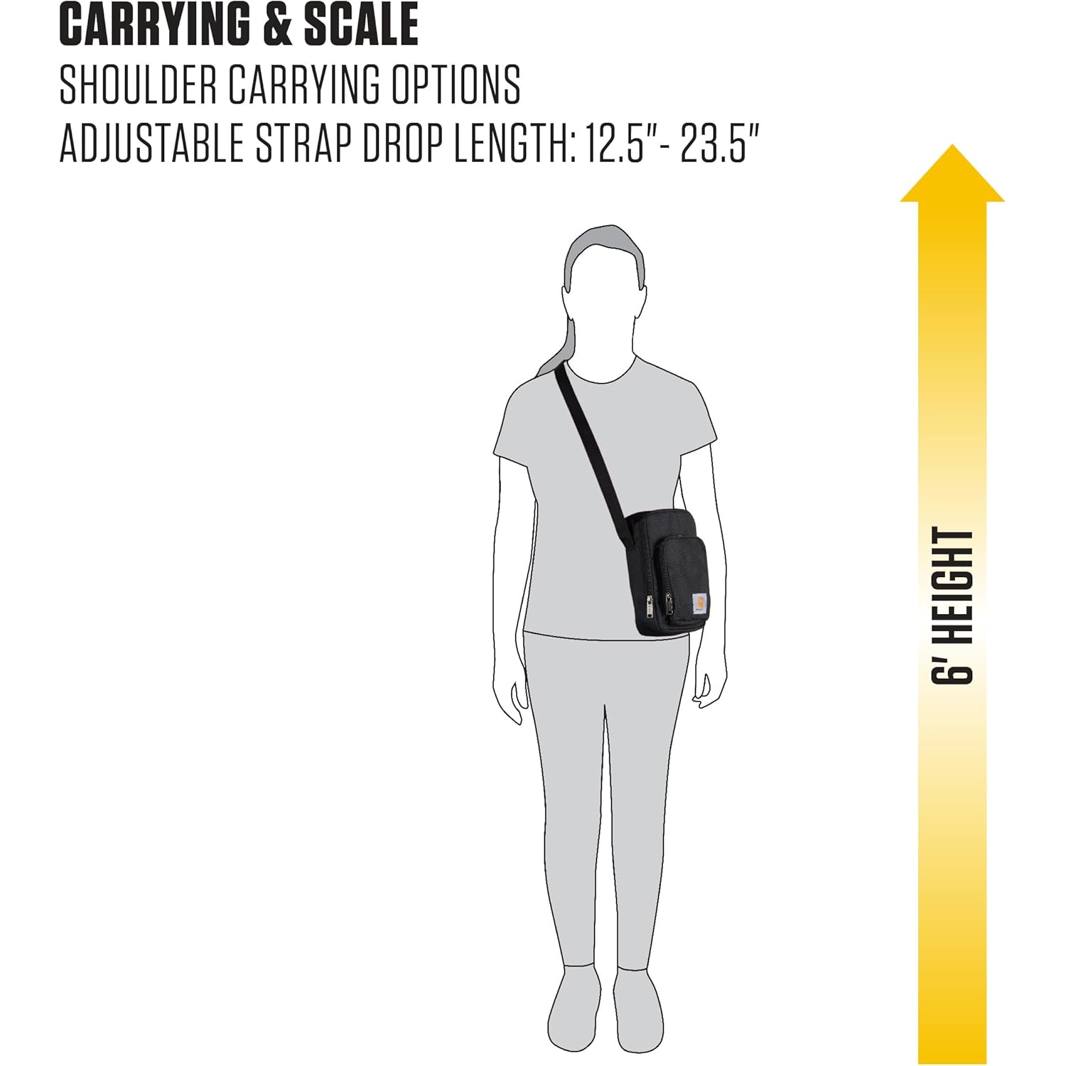 Carhartt Crossbody Zip Bag, Durable, Adjustable Crossbody Bag with Zipper Closure for Men and Women