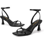 Athlefit Kitten Heels For Women Square Open Toe Strappy Heeled Sandals Ankle Strap Dress High Heels For Prom Party Wedding