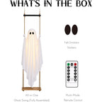 Halloween Decorations Outdoor 3.7Ft Pre-Assembled Hanging Swing Ghost With Remote Lights Spooky Hanging Ghosts For Porch Yard Tree Party