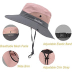 Women's Summer Sun-Hat Ponytail - Outdoor UV-Protection Mesh Wide Brim Foldable Hat with Ponytail Hole