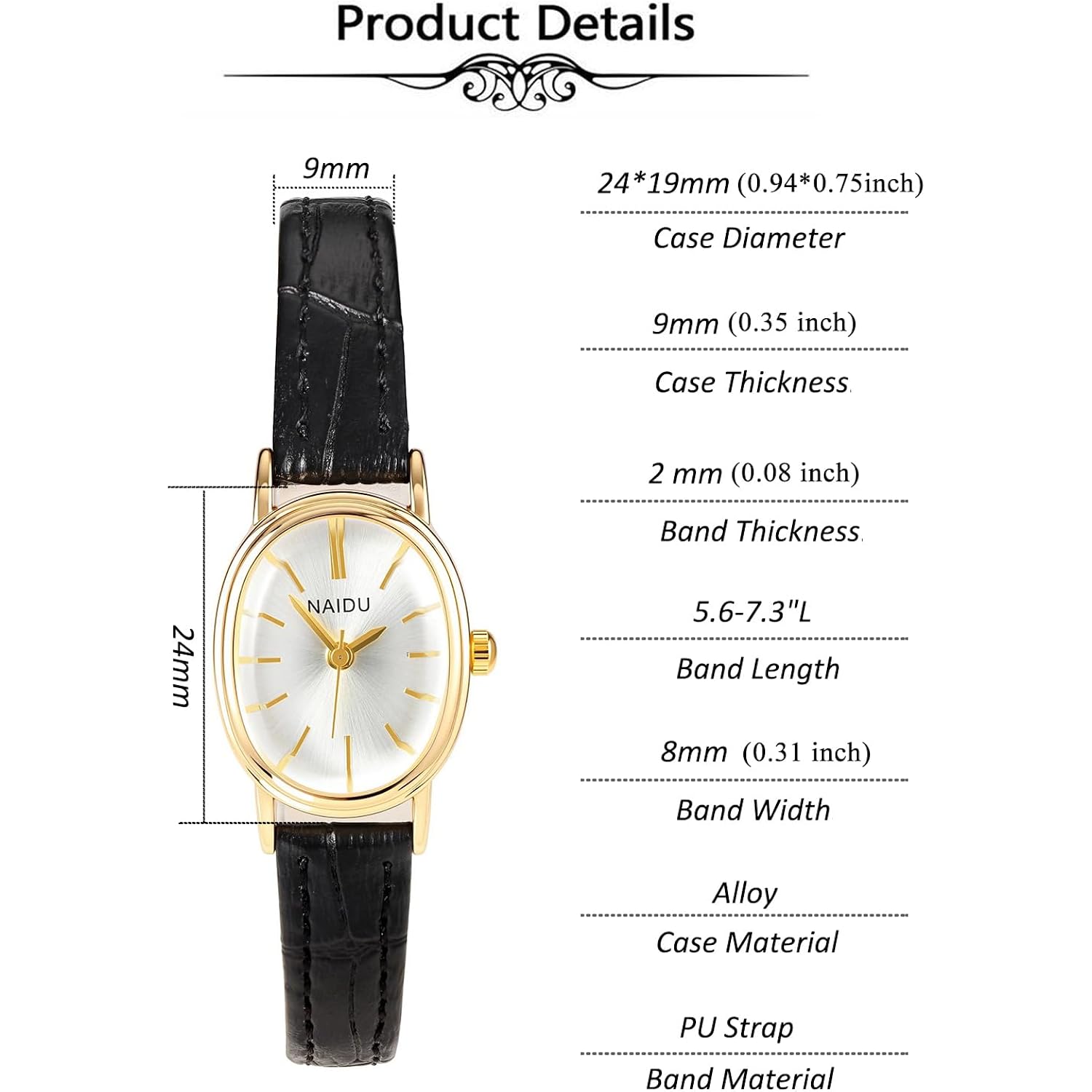 Top Plaza Watches for Women Analog Gold Dial Leather Strap Women's Watch Dainty Vintage Classic Casual Ladies Wrist Watch
