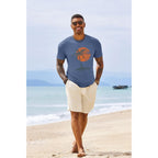 Runcati Mens Short Sleeve T-Shirts Graphic Crew Neck Casual Shirt Summer Beach Palm Tree Printed Vintage Hawaiian Tees