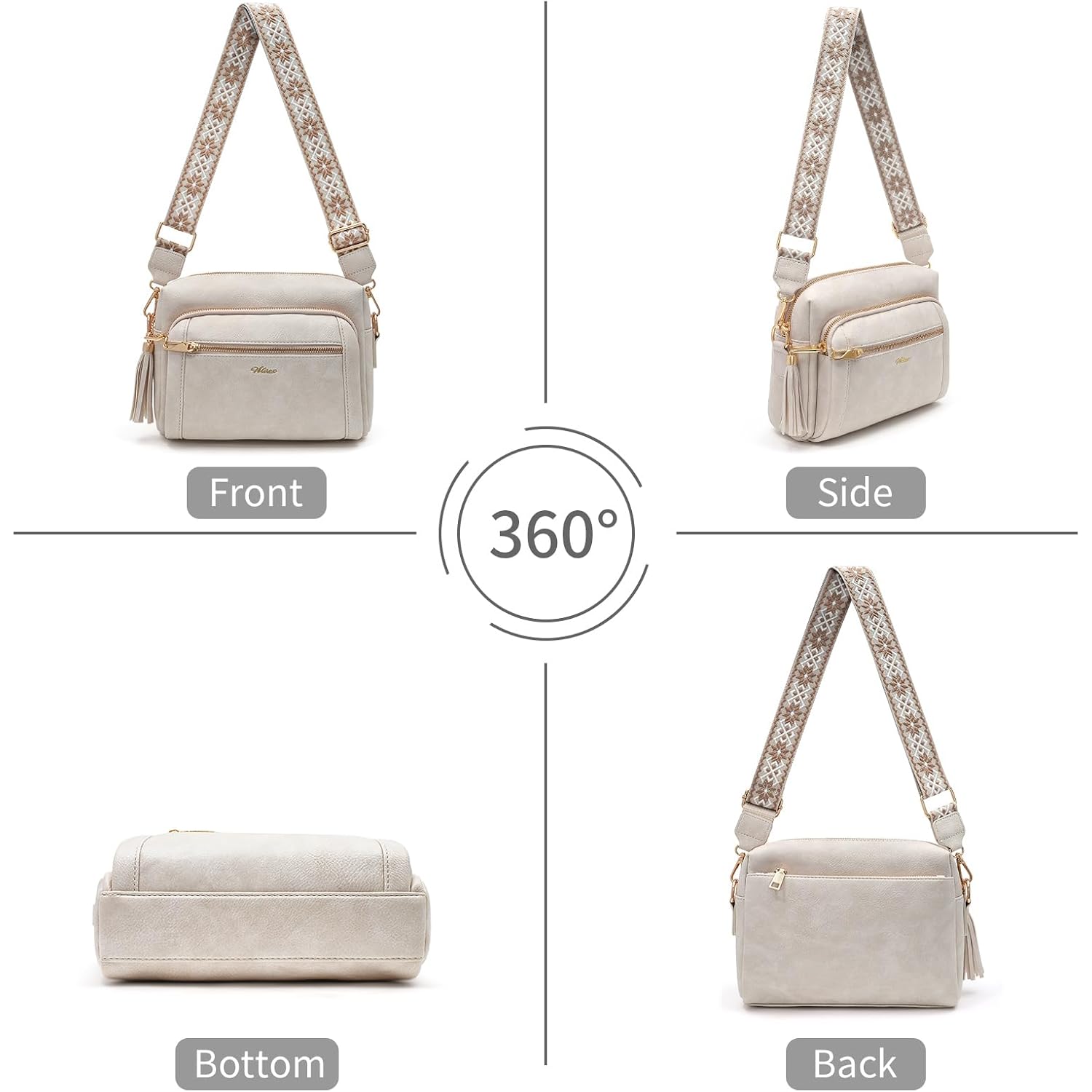 Small Leather Crossbody Bags For Women Anti Theft Purses And Handbag Shoulder Hangbag With Wide Strap Tassel