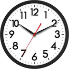 Akcisot 14 Inch Wall Clock, Battery Operated Analog Clock, Silent Non-Ticking, Ideal For Bedroom, Bathroom, Kitchen, Office And School, Black