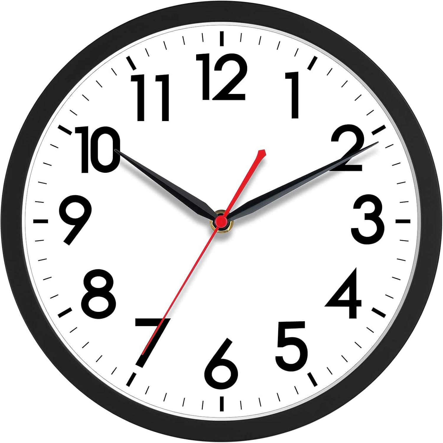 Akcisot 14 Inch Wall Clock, Battery Operated Analog Clock, Silent Non-Ticking, Ideal For Bedroom, Bathroom, Kitchen, Office And School, Black