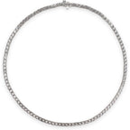 Belacqua 2 Carat Round Lab Grown Diamond Tennis Necklaces in Sterling Silver, Chain Length 16.5 Inches, Round Cut 3.7 mm, J-K Color, I1-I2 Clarity, 75% Diamond Coverage, Gift Box Included